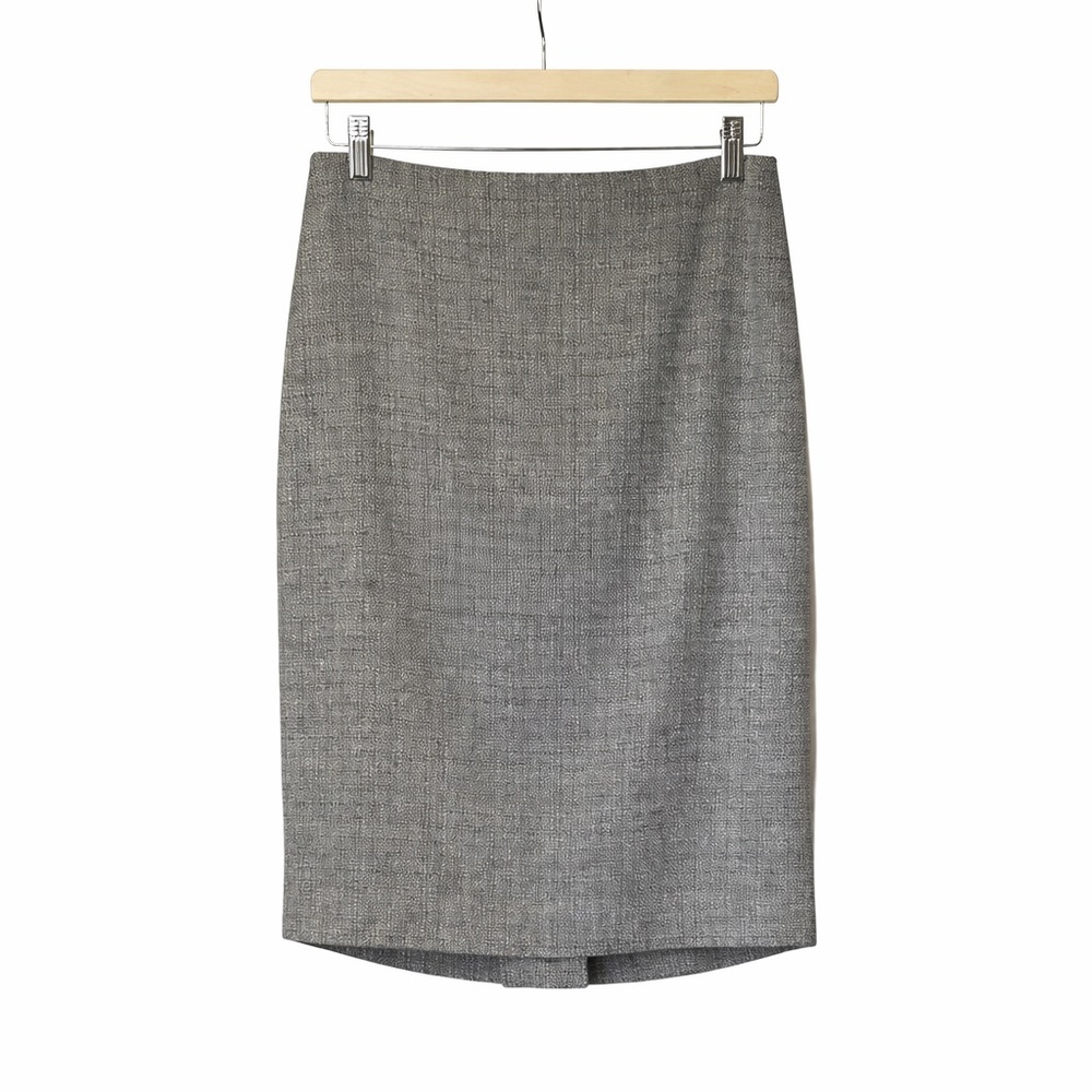 Talbots Woven Italy Size 6 Pencil Skirt Beige Tweed Wool Blend Lined Gold Label